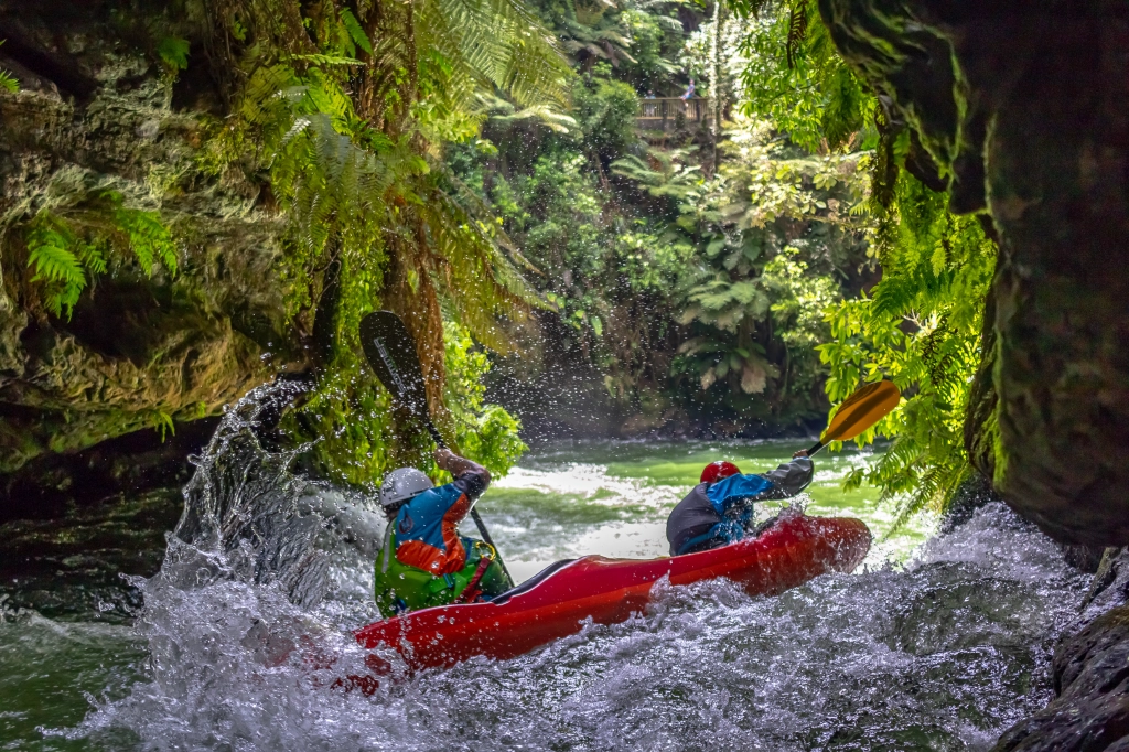 Epic tandem whitewater kayaking on the Kaituna River