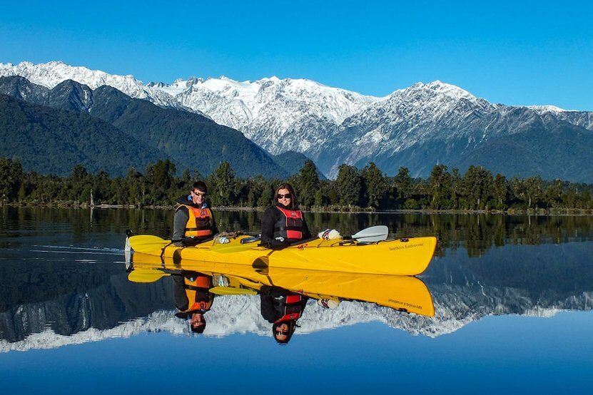 Kayaking tour on Lake Mapourika in Franz Josef